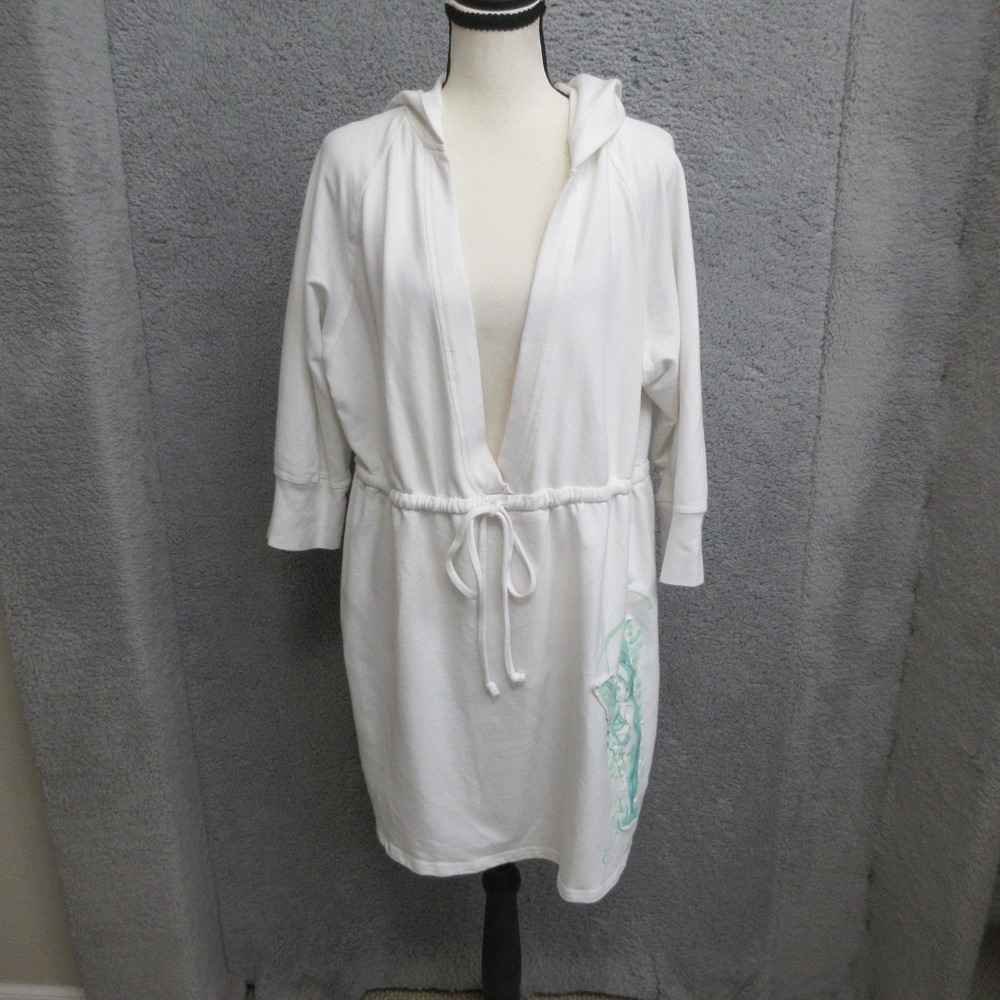 Disney Store Tinker Bell Women XXL Hooded Swim Cover Up Robe Y2K Fairy White